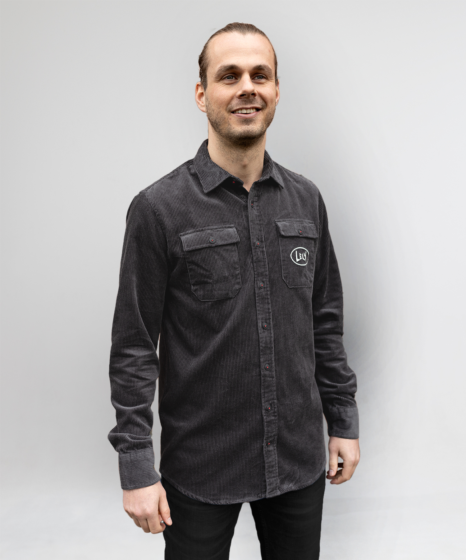 Chemise velours côtelé gris homme